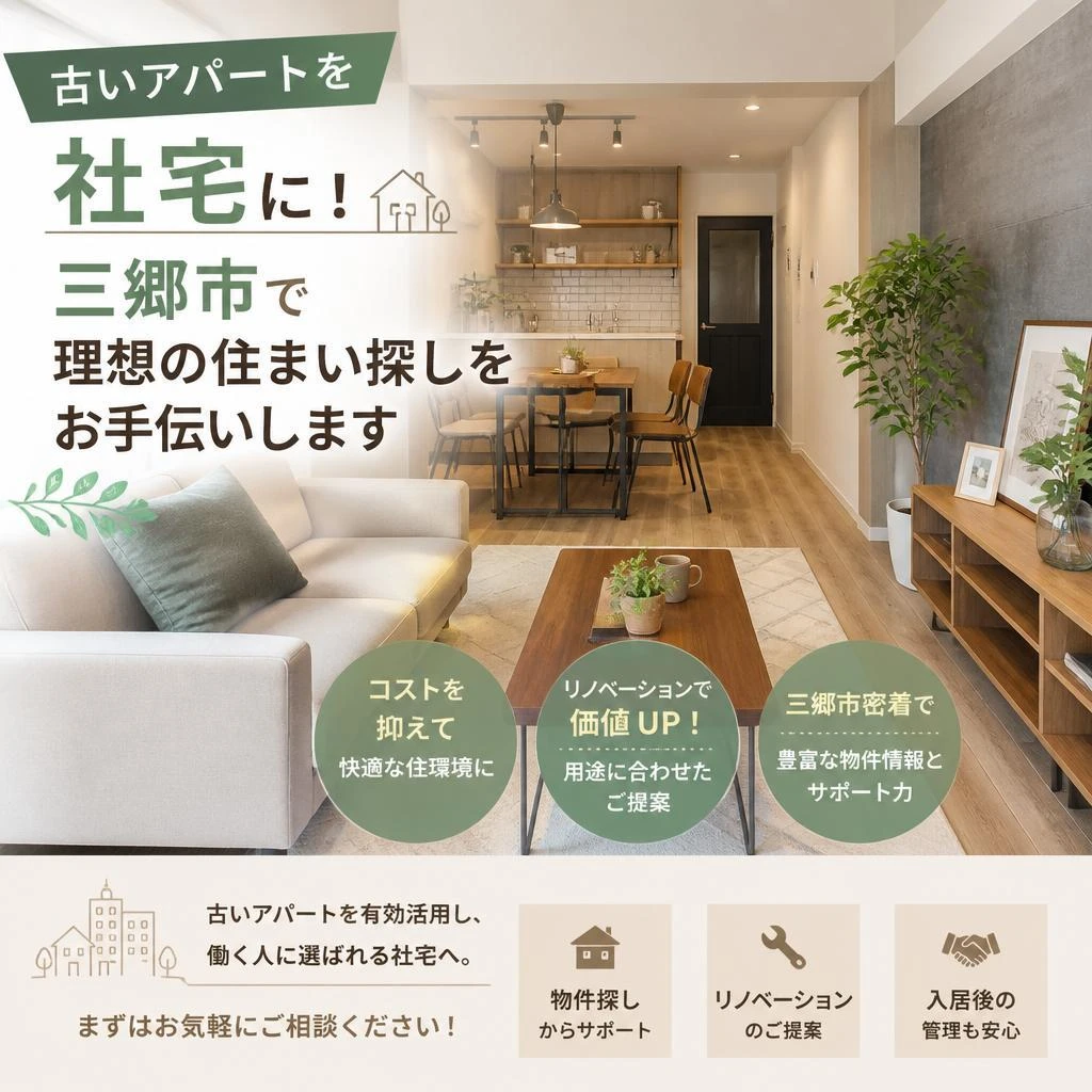古いアパートを社宅に！三郷市で理想の住まい探しをお手伝いします