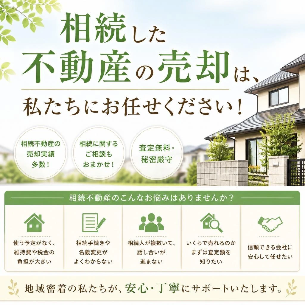 相続した不動産の売却は、私たちにお任せください！