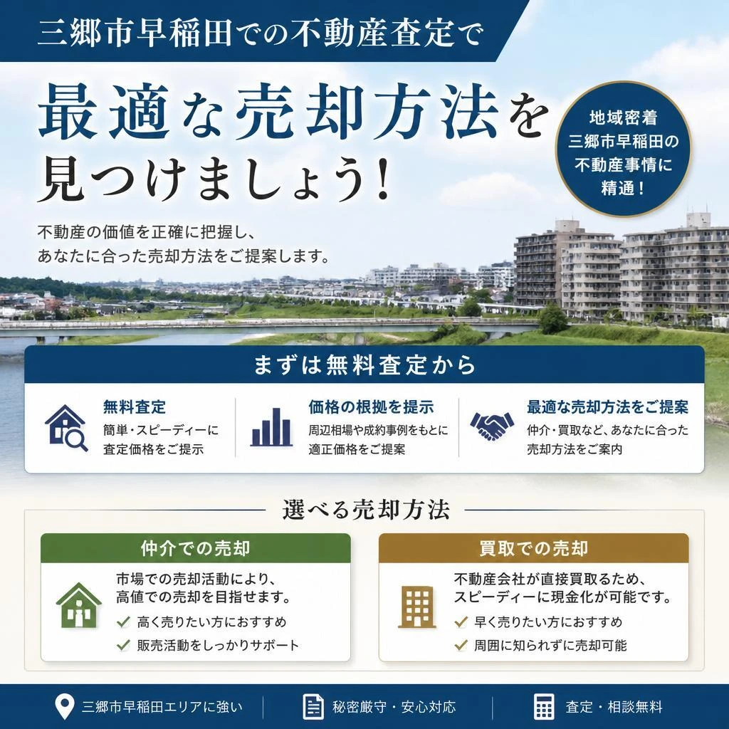 三郷市早稲田での不動産査定で最適な売却方法を見つけましょう！