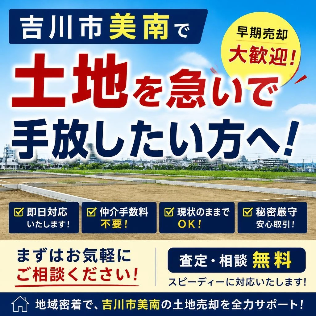 吉川市美南で土地を急いで手放したい方へ！