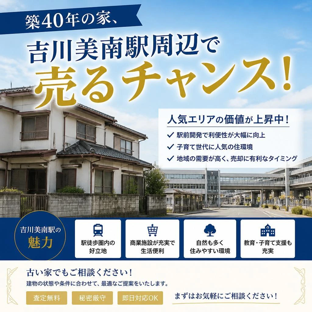 築40年の家、吉川美南駅周辺で売るチャンス！