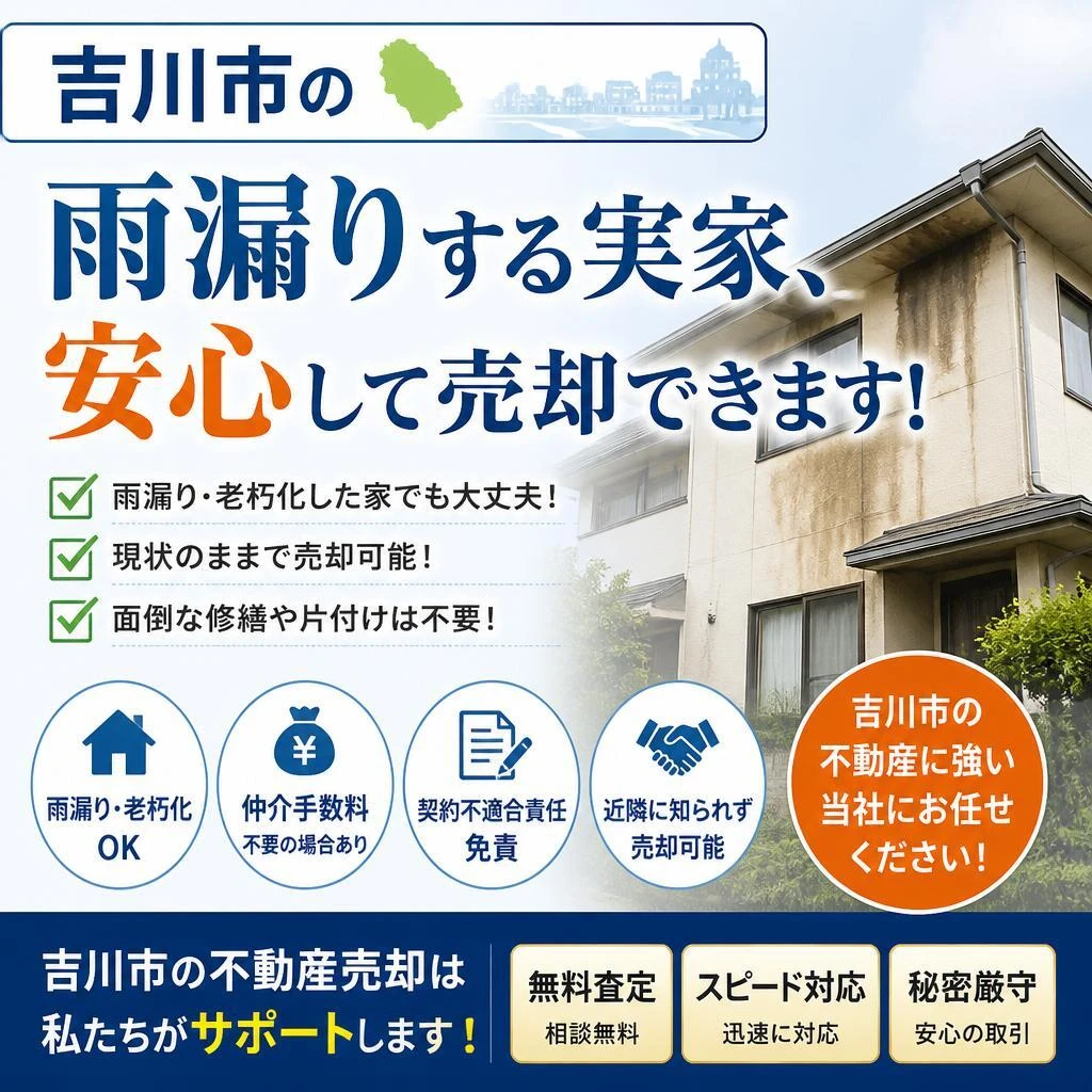 吉川市の雨漏りする実家、安心して売却できます！