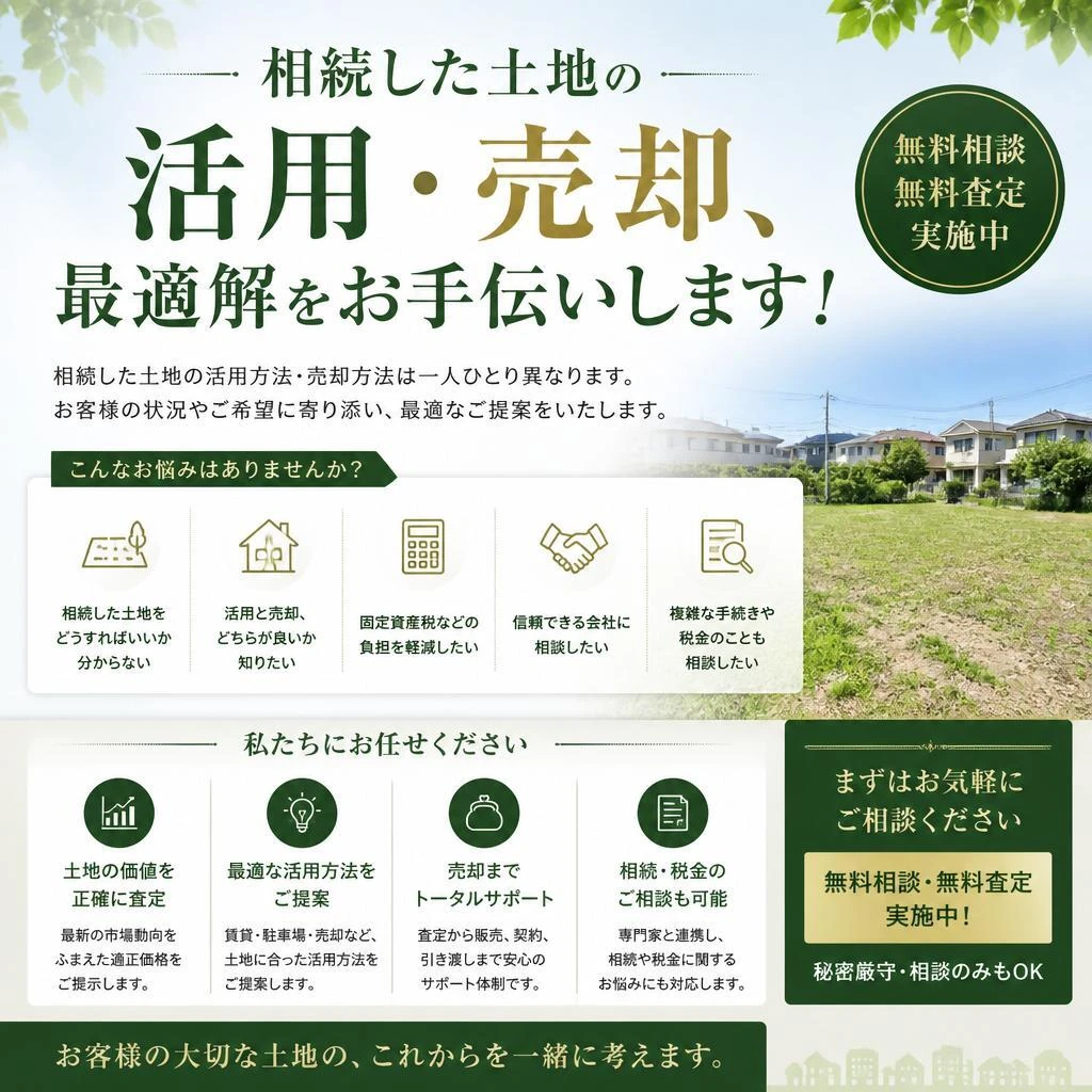 相続した土地の活用・売却、最適解をお手伝いします！