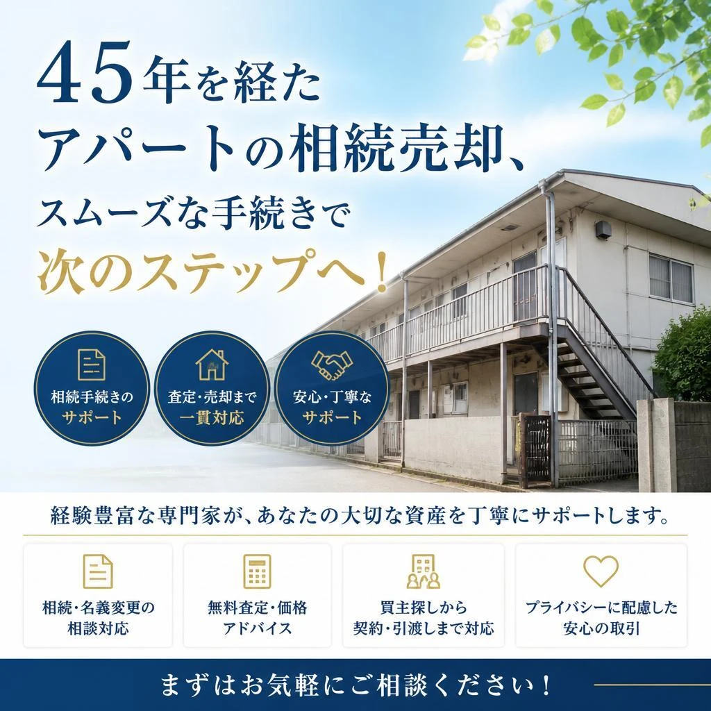 45年を経たアパートの相続売却、スムーズな手続きで次のステップへ！