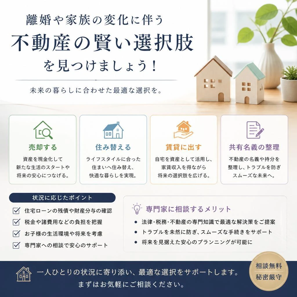 離婚や家族の変化に伴う不動産の賢い選択肢を見つけましょう！