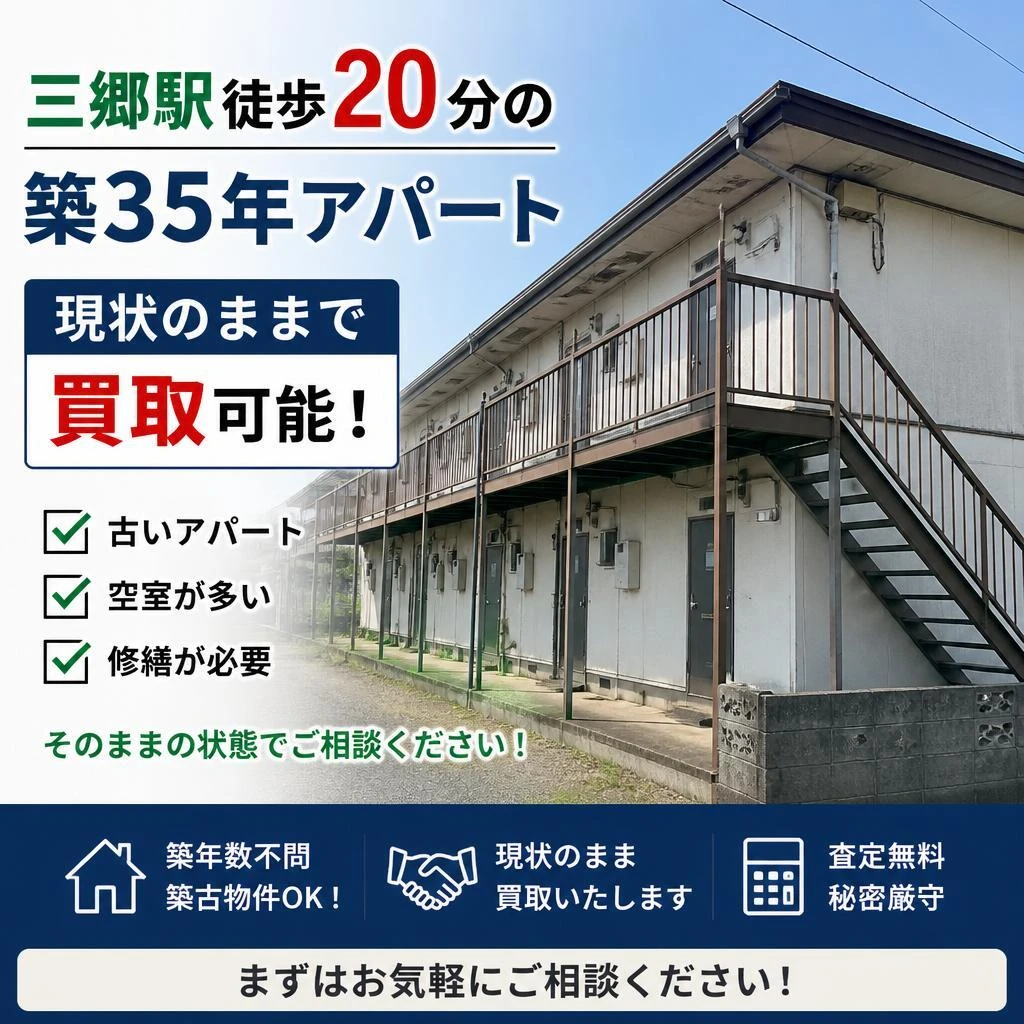 三郷駅徒歩20分の築35年アパート、現状のままで買取可能！