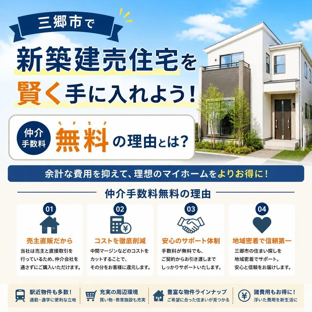三郷市で新築建売住宅を賢く手に入れよう！仲介手数料無料の理由とは？