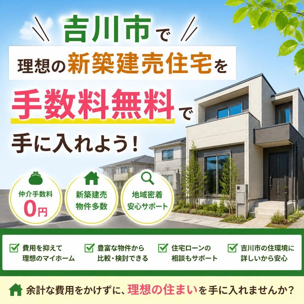 吉川市で理想の新築建売住宅を手数料無料で手に入れよう！